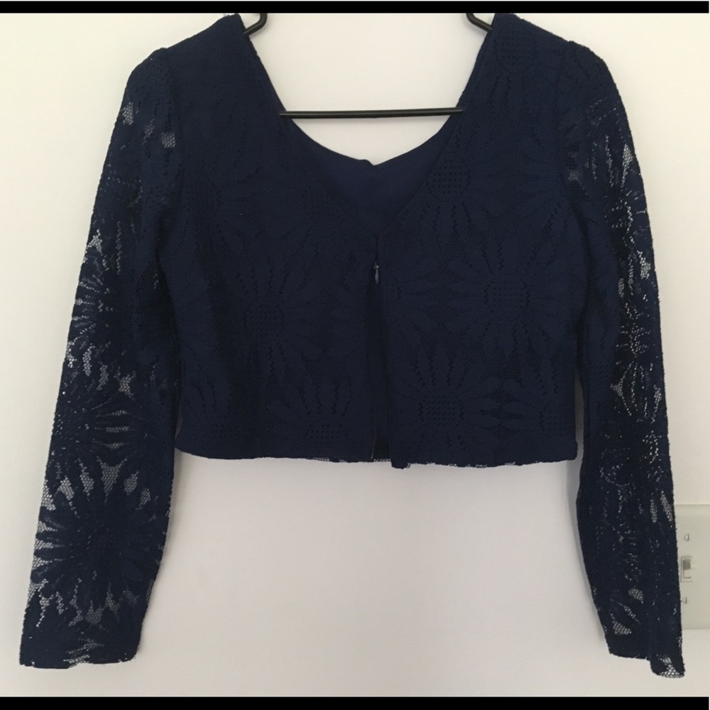 Blue lace crop top